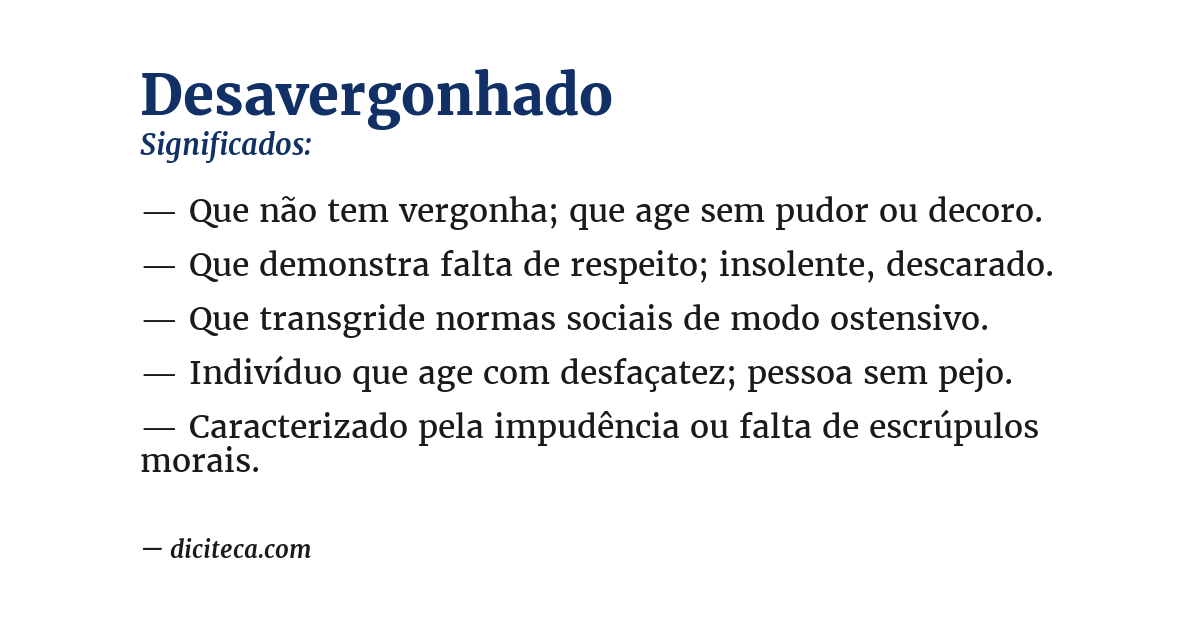 Significado de desavergonhado