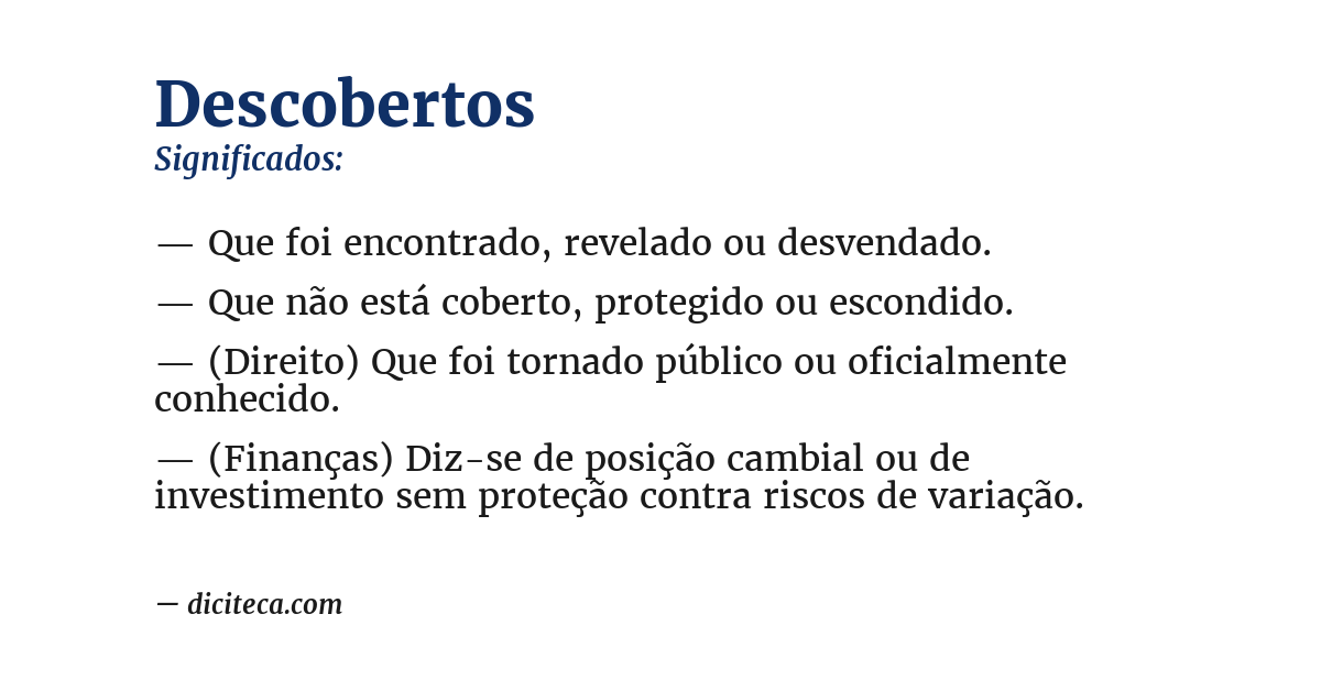 Significado de descobertos