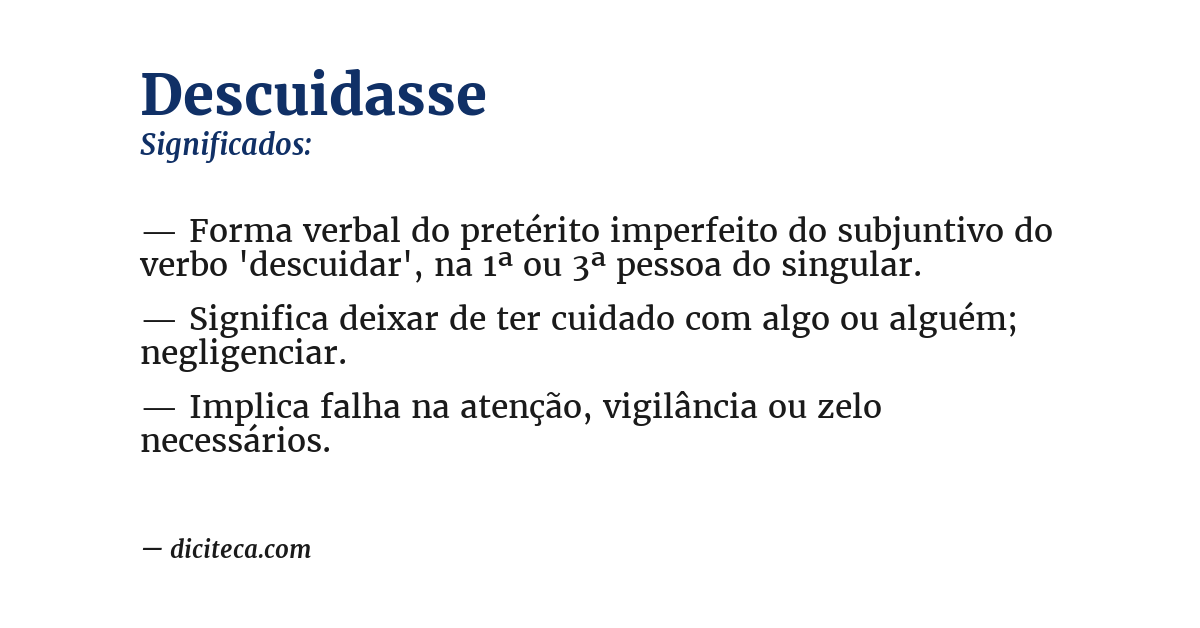 Significado de descuidasse