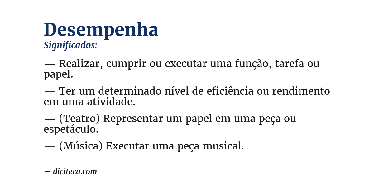 Significado de desempenha