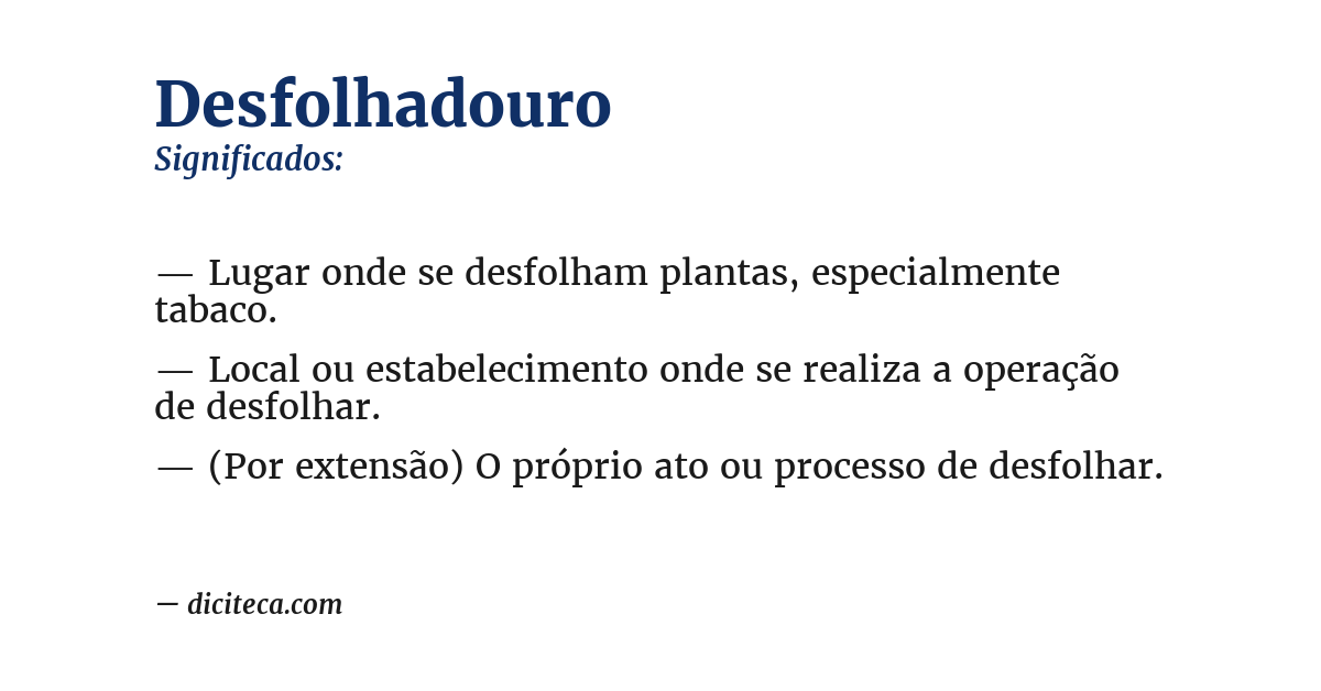 Significado de desfolhadouro