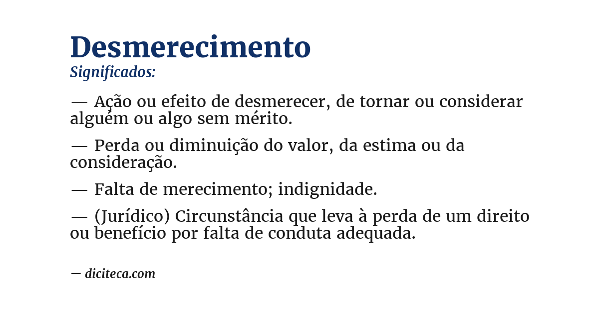 Significado de desmerecimento