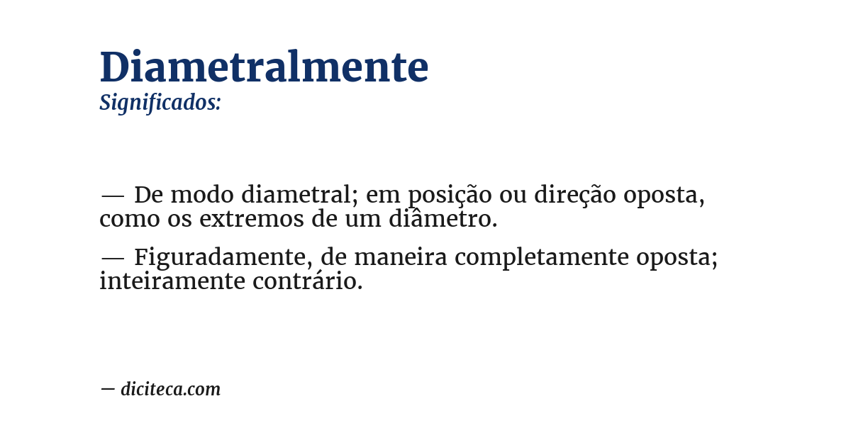 Significado de diametralmente