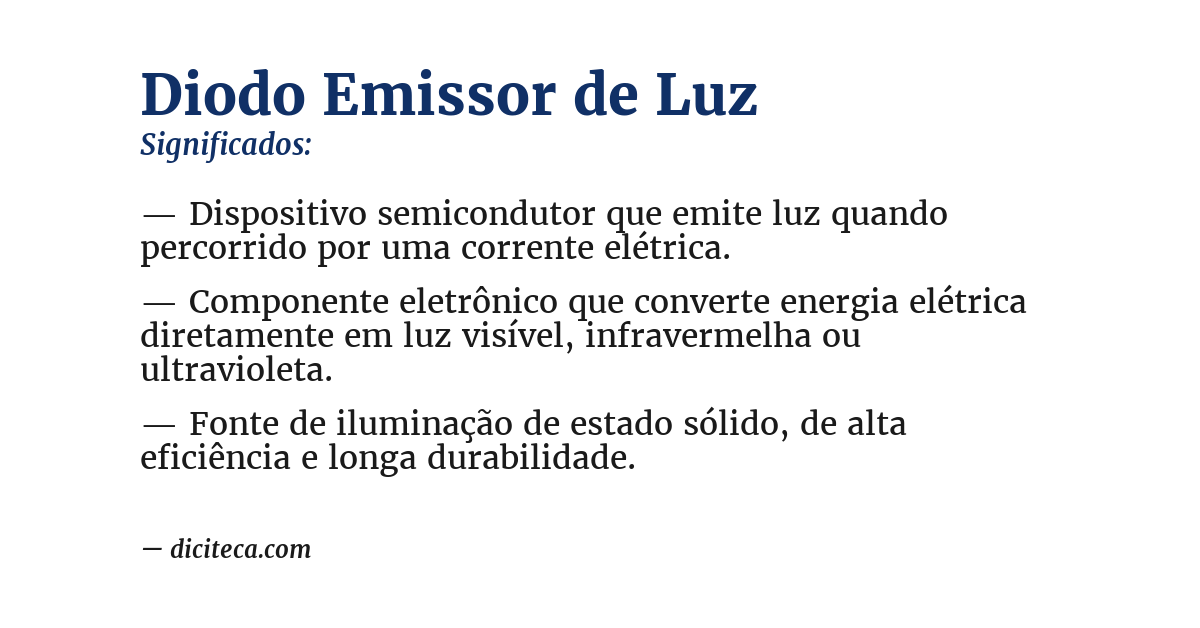 Significado de diodo emissor de luz