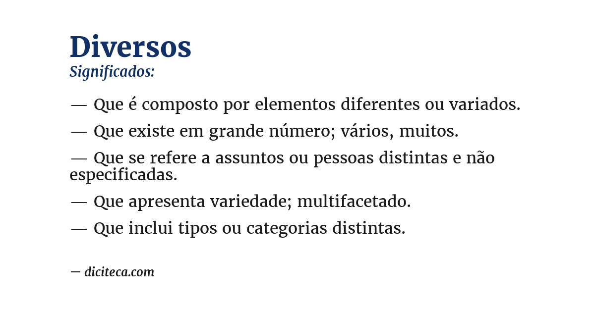Significado de diversos