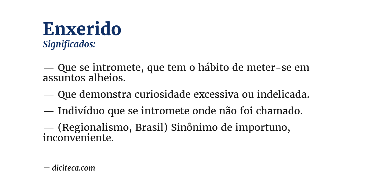 Significado de enxerido