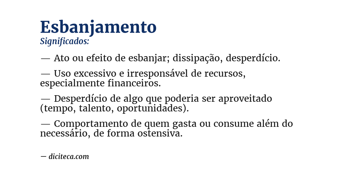 Significado de esbanjamento