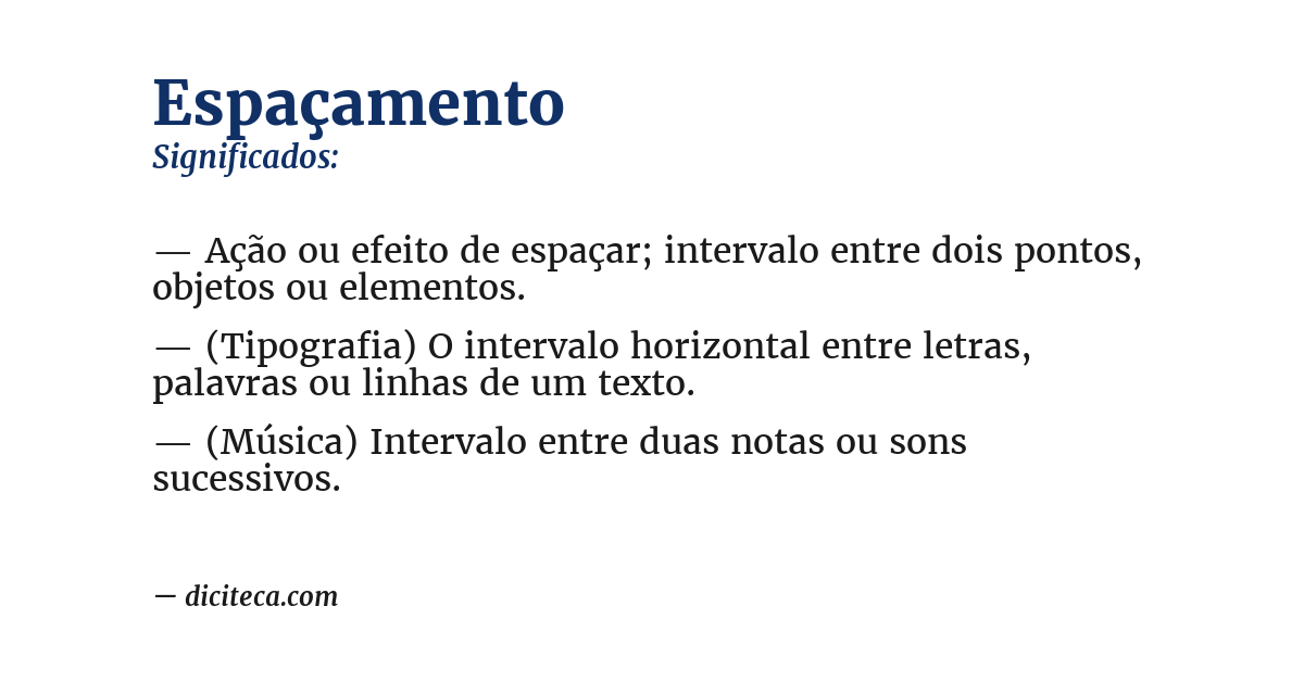 Significado de espaçamento