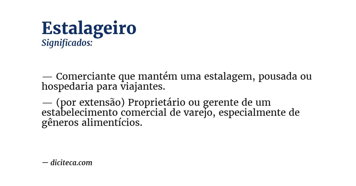 Significado de estalageiro