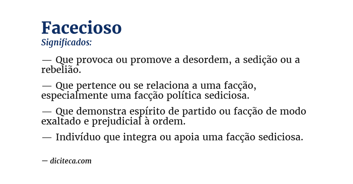 Significado de facecioso