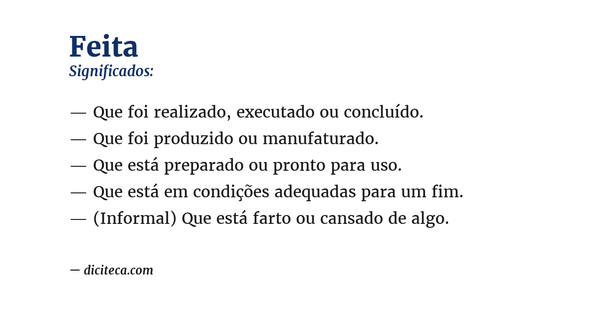 Significado de feita