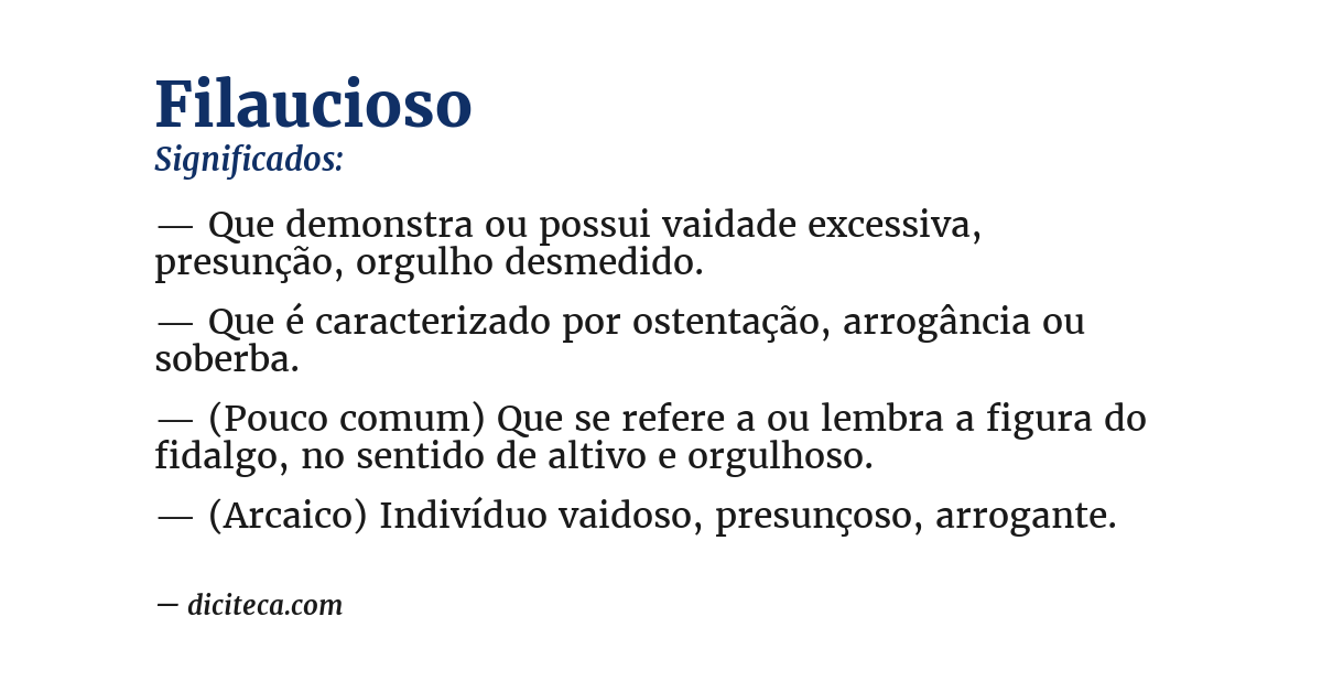 Significado de filaucioso