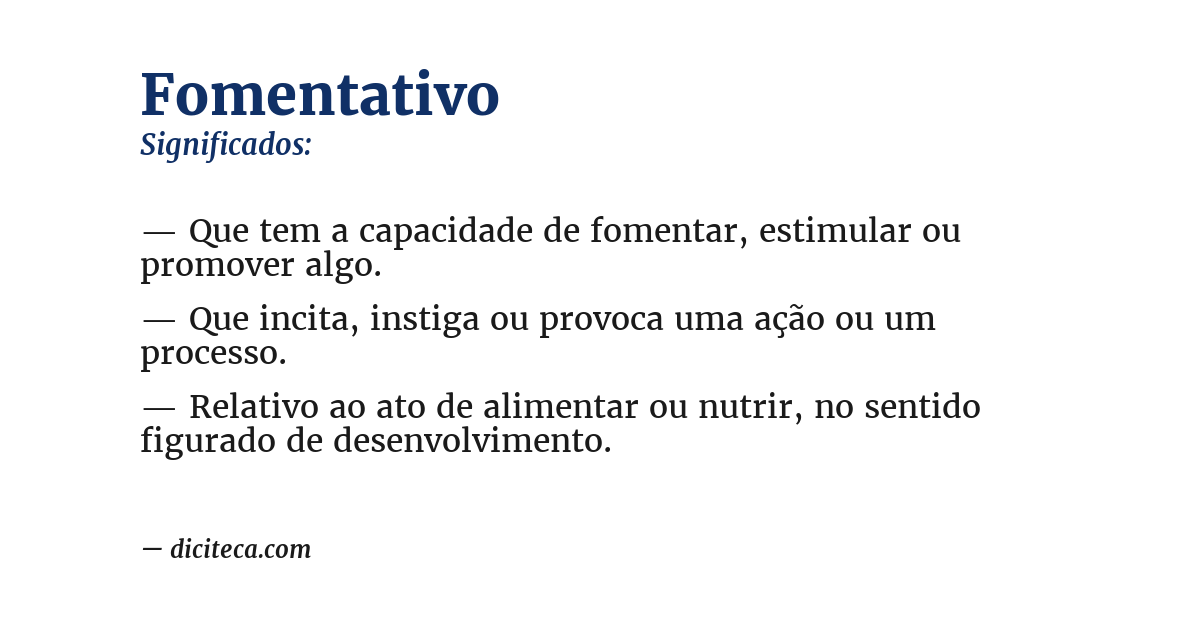 Significado de fomentativo