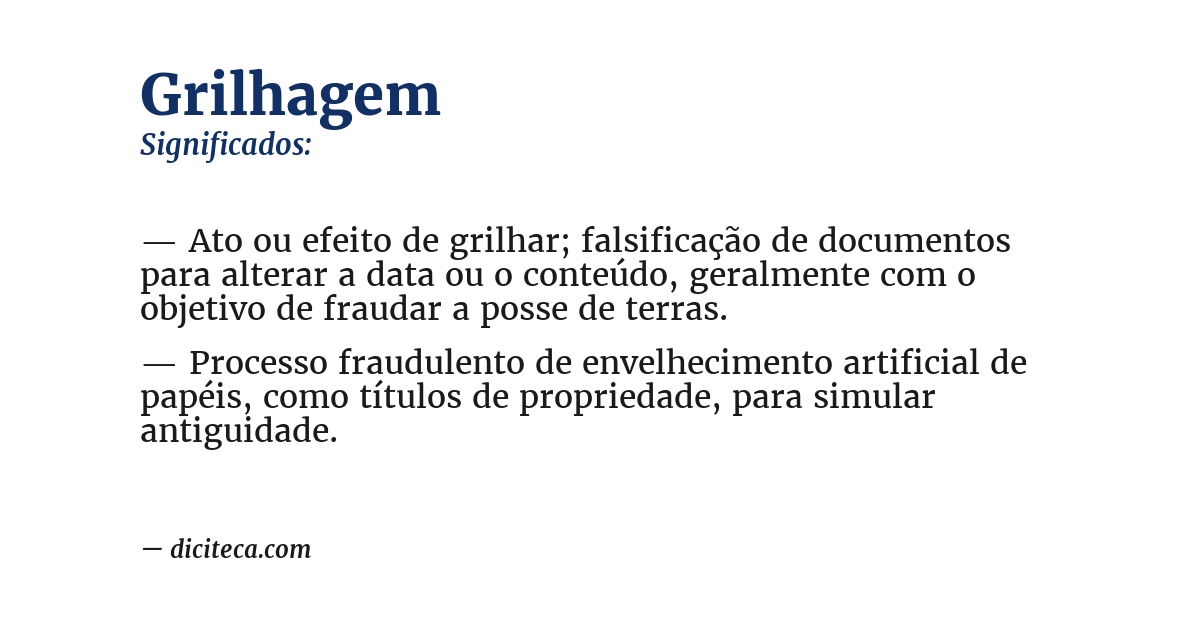Significado de grilhagem