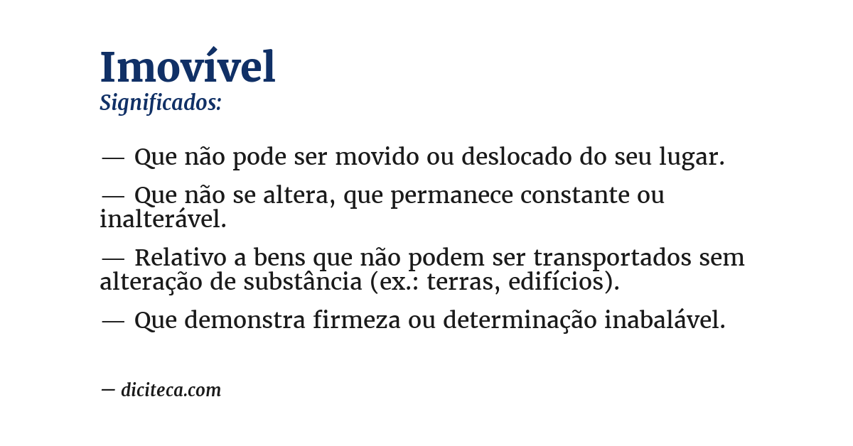 Significado de imovível