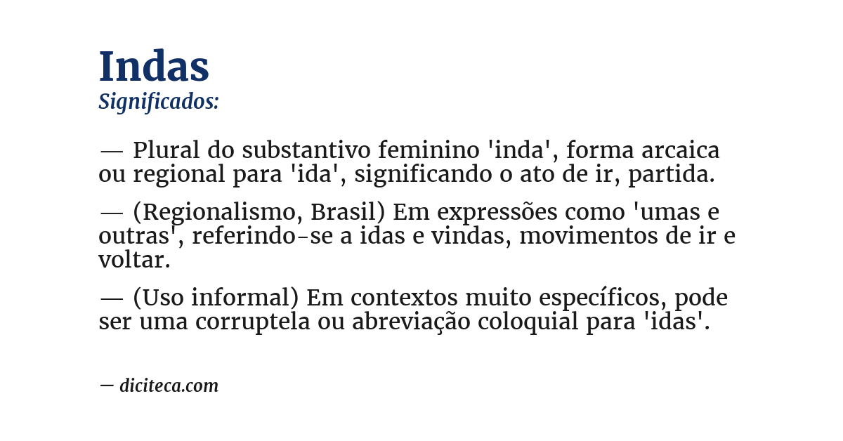 Significado de indas
