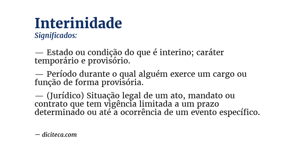 Significado de interinidade