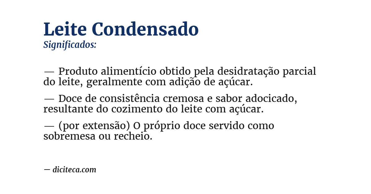 Significado de leite condensado