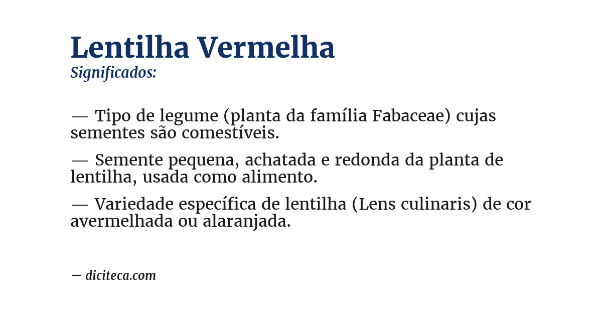 Significado de lentilha vermelha