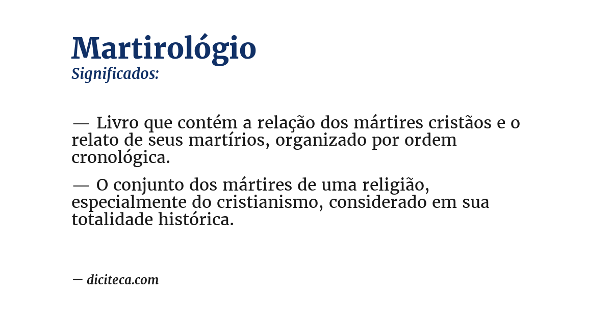 Significado de martirológio