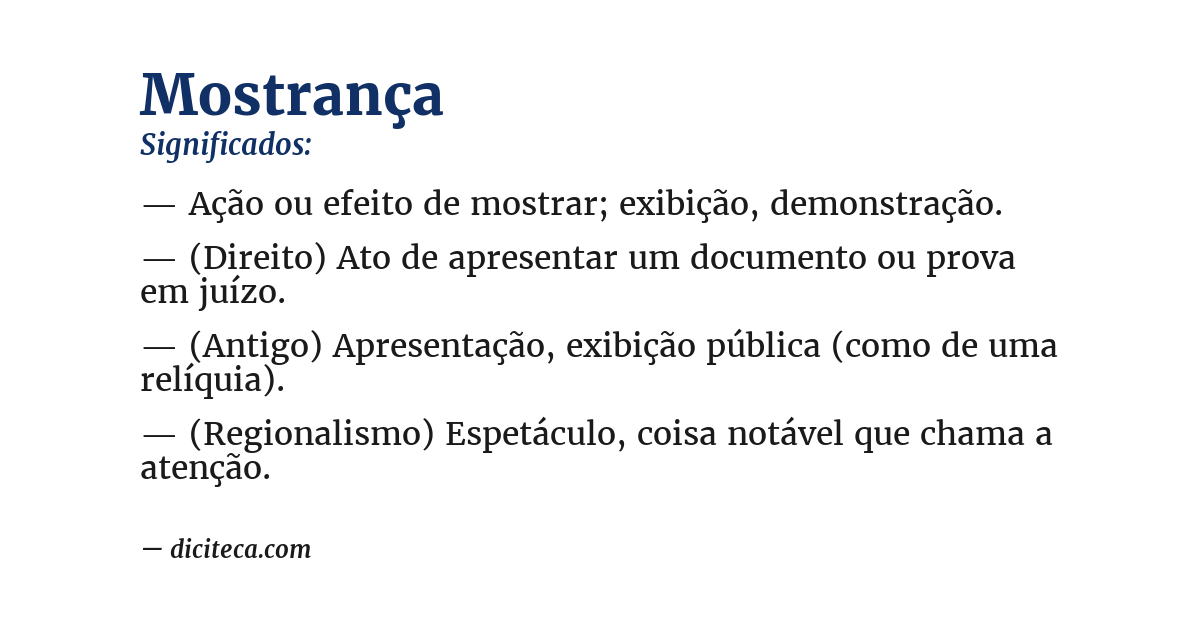 Significado de mostrança