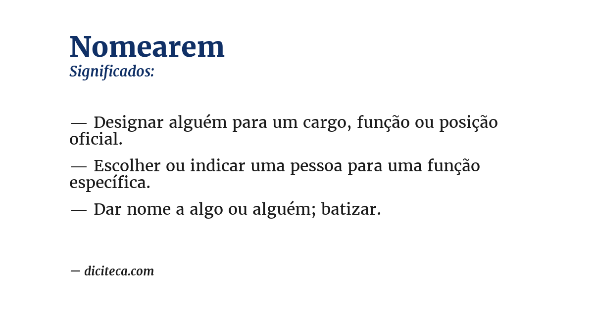 Significado de nomearem