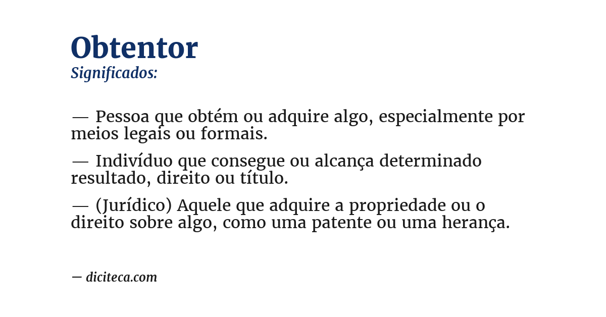 Significado de obtentor