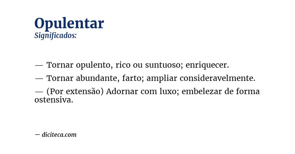 Significado de opulentar
