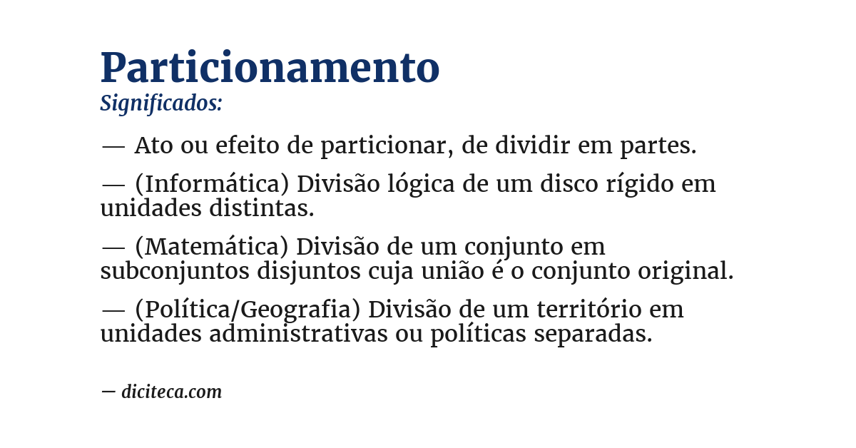 Significado de particionamento