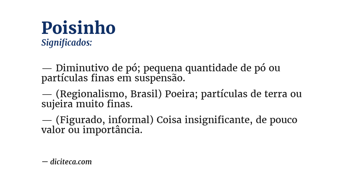 Significado de poisinho