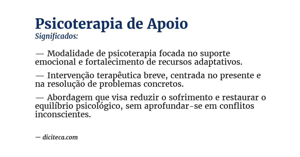 Significado de psicoterapia de apoio