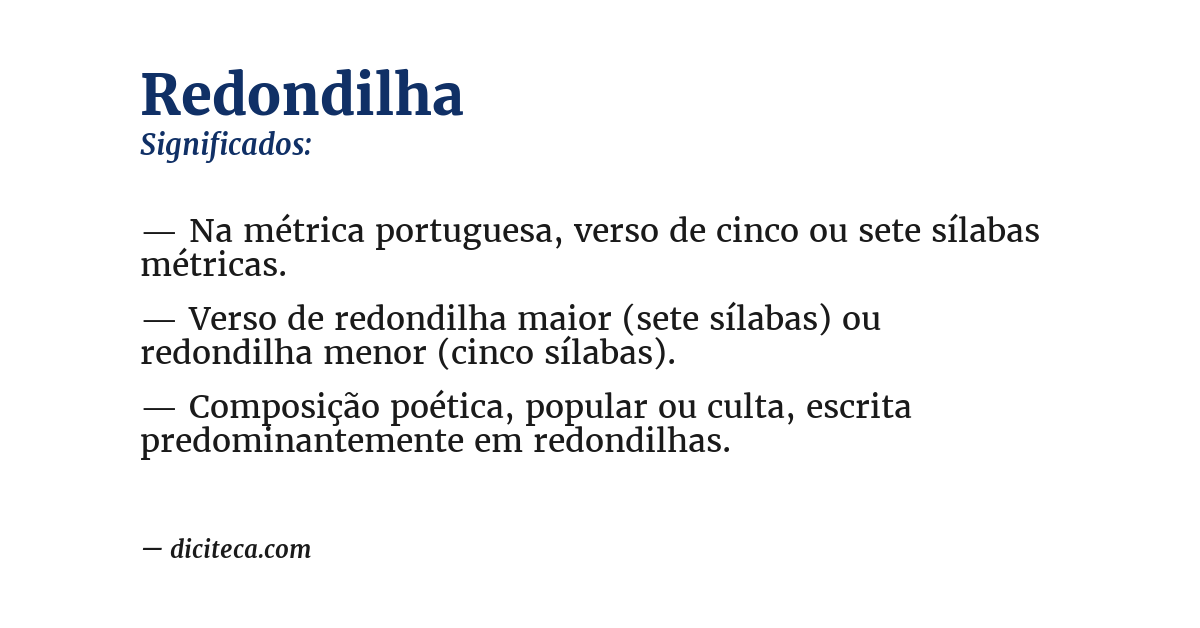 Significado de redondilha
