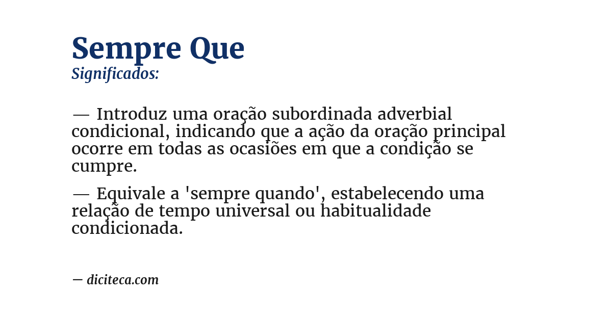 Significado de sempre que