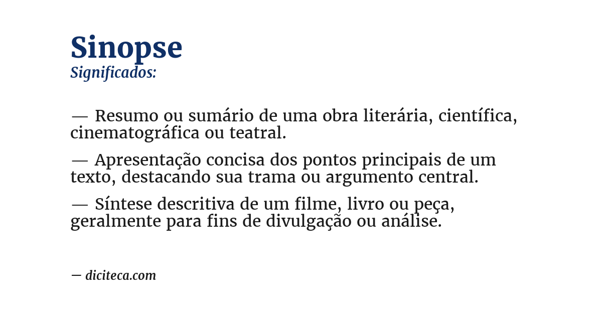 Significado de sinopse