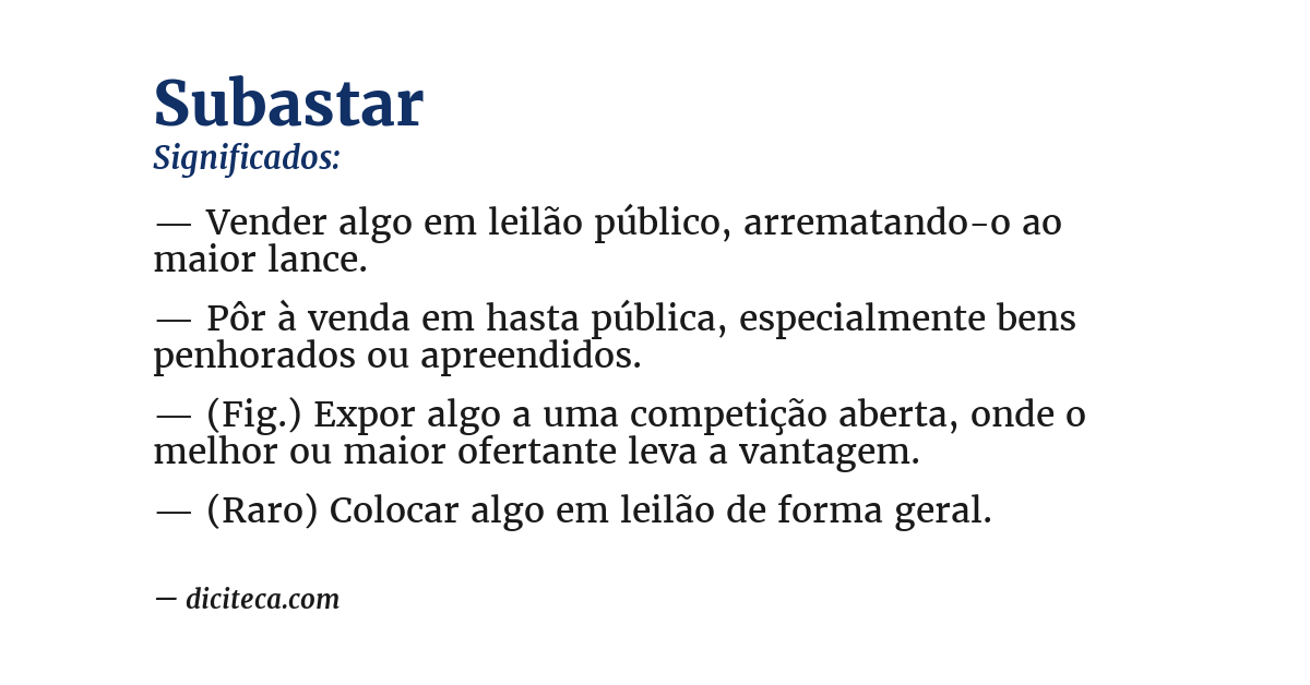 Significado de subastar