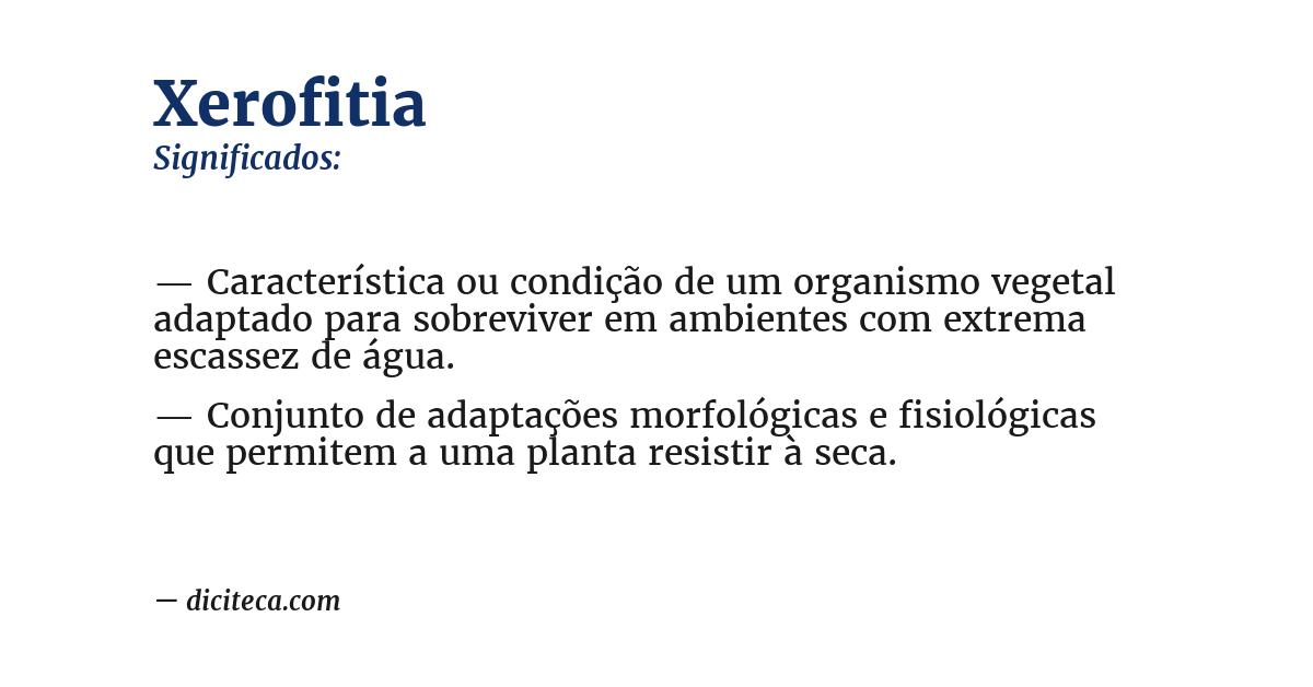 Significado de xerofitia