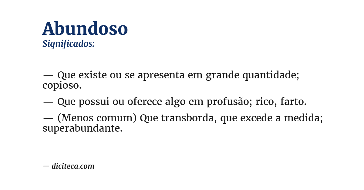 Significado de abundoso