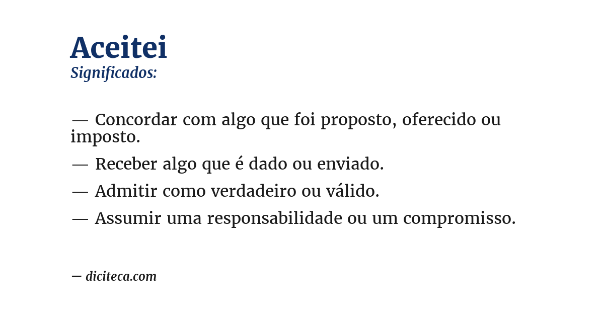 Significado de aceitei