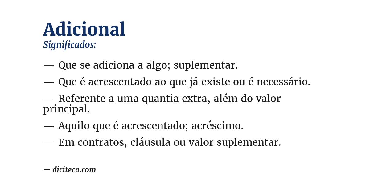 Significado de adicional