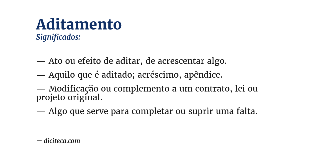 Significado de aditamento