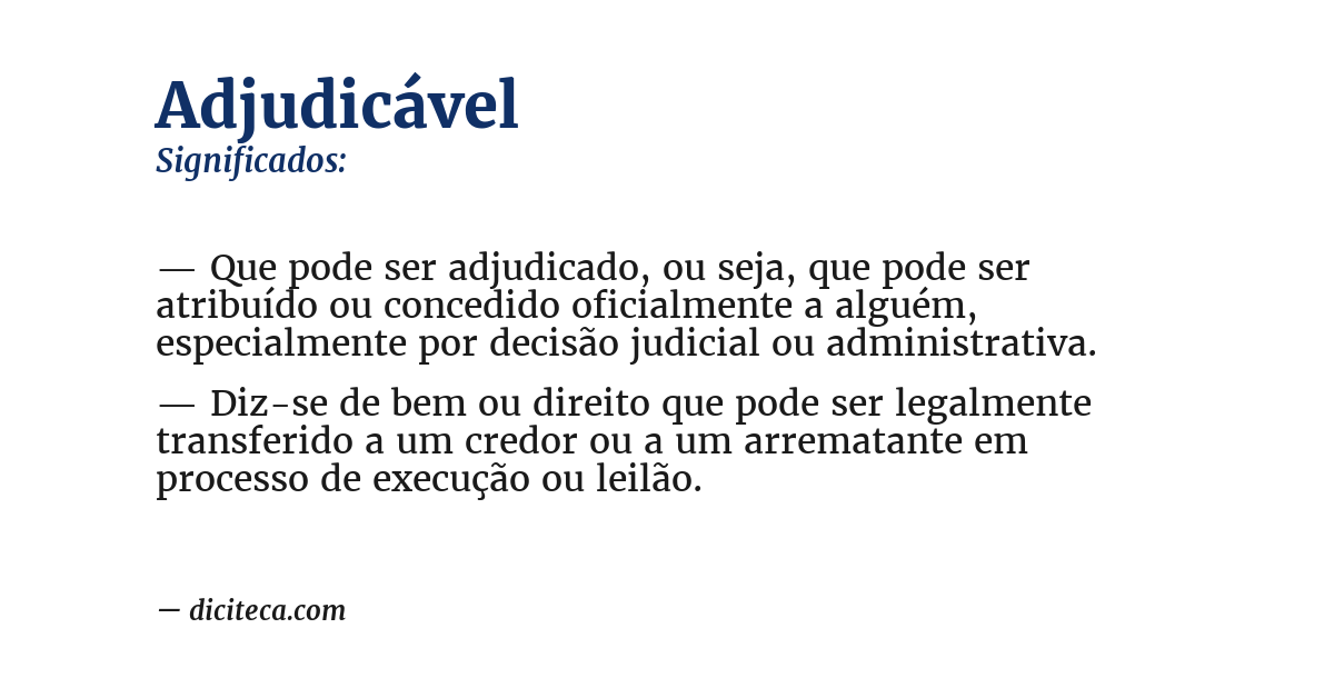 Significado de adjudicável