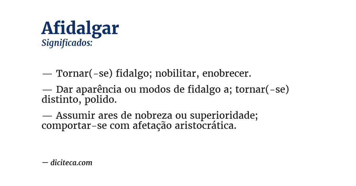 Significado de afidalgar