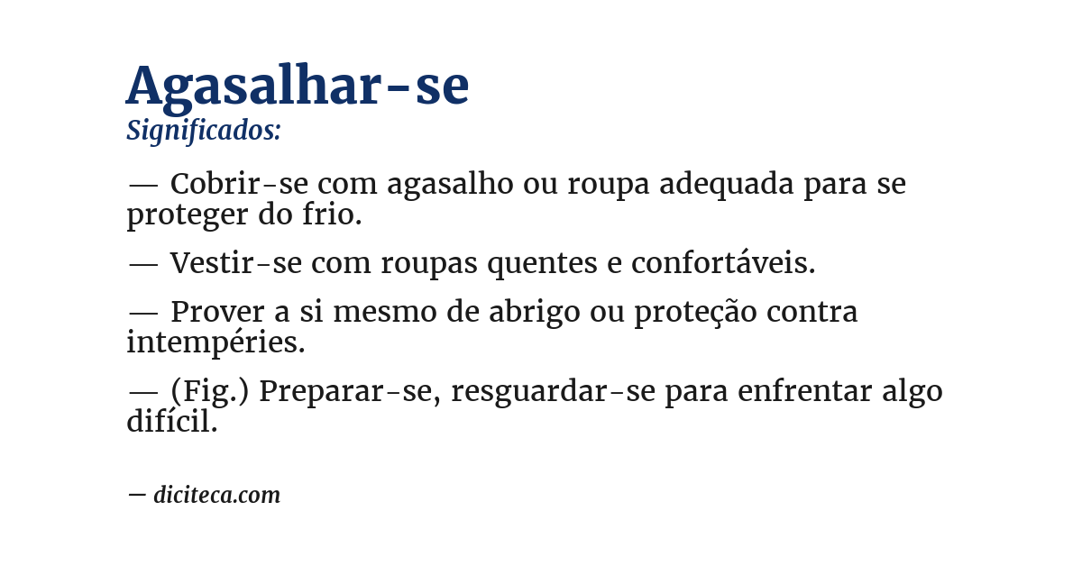 Significado de agasalhar-se
