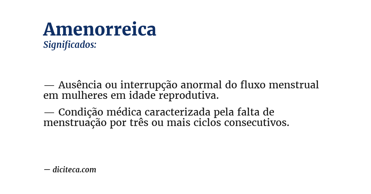 Significado de amenorreica