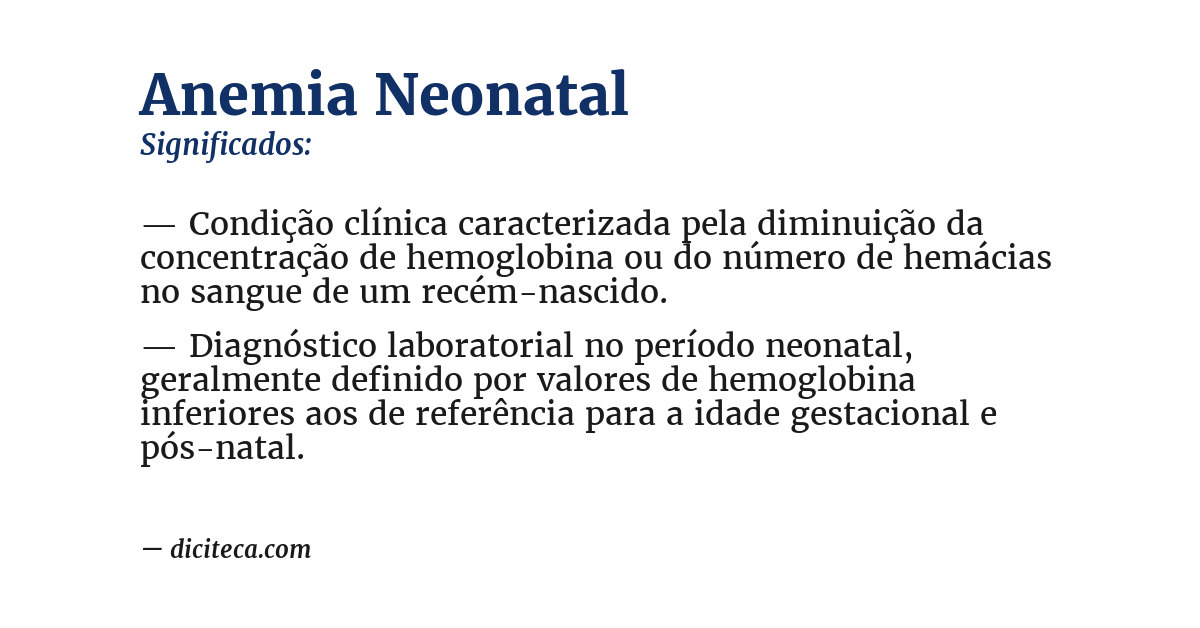 Significado de anemia neonatal