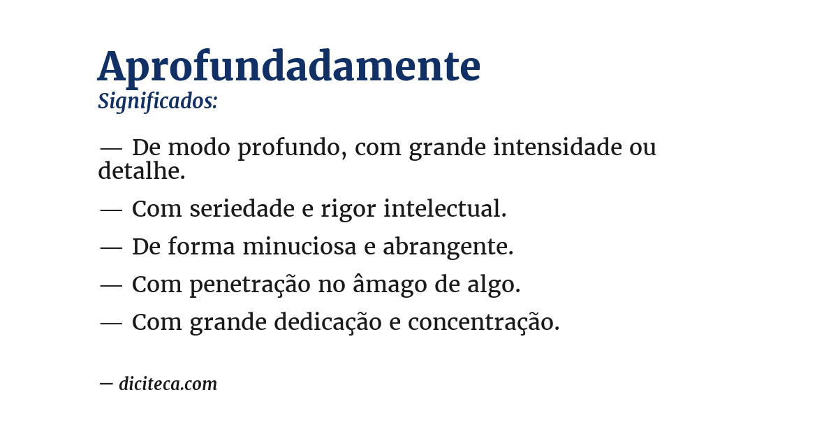 Significado de aprofundadamente