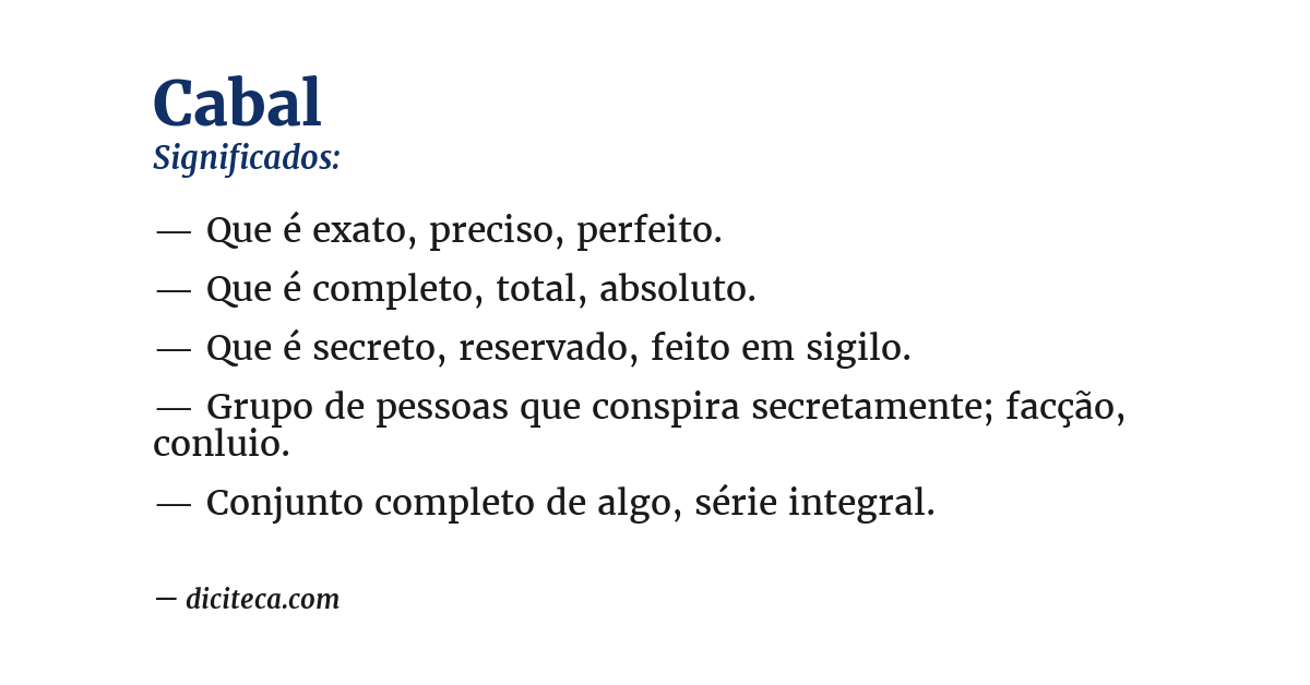 Significado de cabal