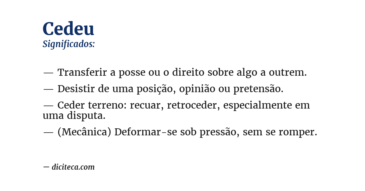 Significado de cedeu