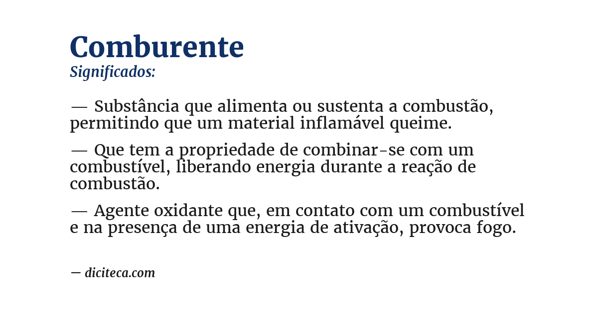 Significado de comburente