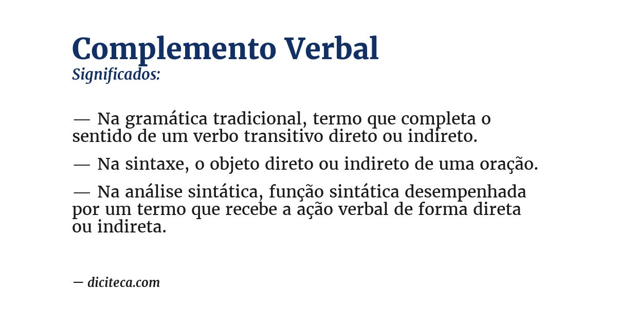Significado de complemento verbal